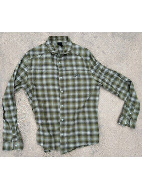 Under Armour Men’s L UA Flex Flannel Plaid Moss Green Shirt Snap Front Casual